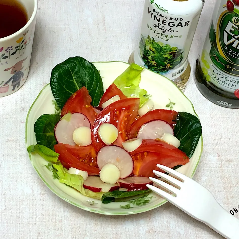 トマトとラディッシュとチーズのサラダ🥗|あきとんとんさん