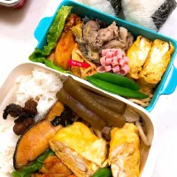 Snapdishの料理写真:#毎日のお弁当  #旦那弁当  #娘弁当|momonokiさん