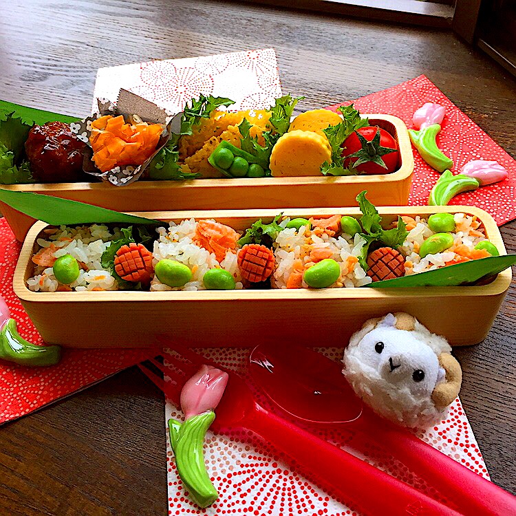 鮭と枝豆ご飯！空っぽにな〜れ♡