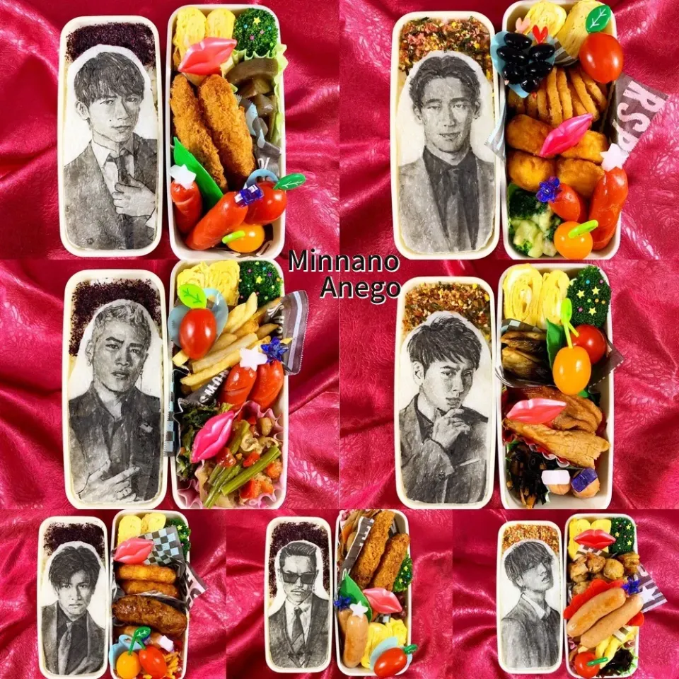 『三代目 J SOUL BROTHERS from EXILE TRIBE』弁当 集合写真
 #オブラートアート 
 #オブアート 
 #似顔絵弁当|みんなのあねごさん