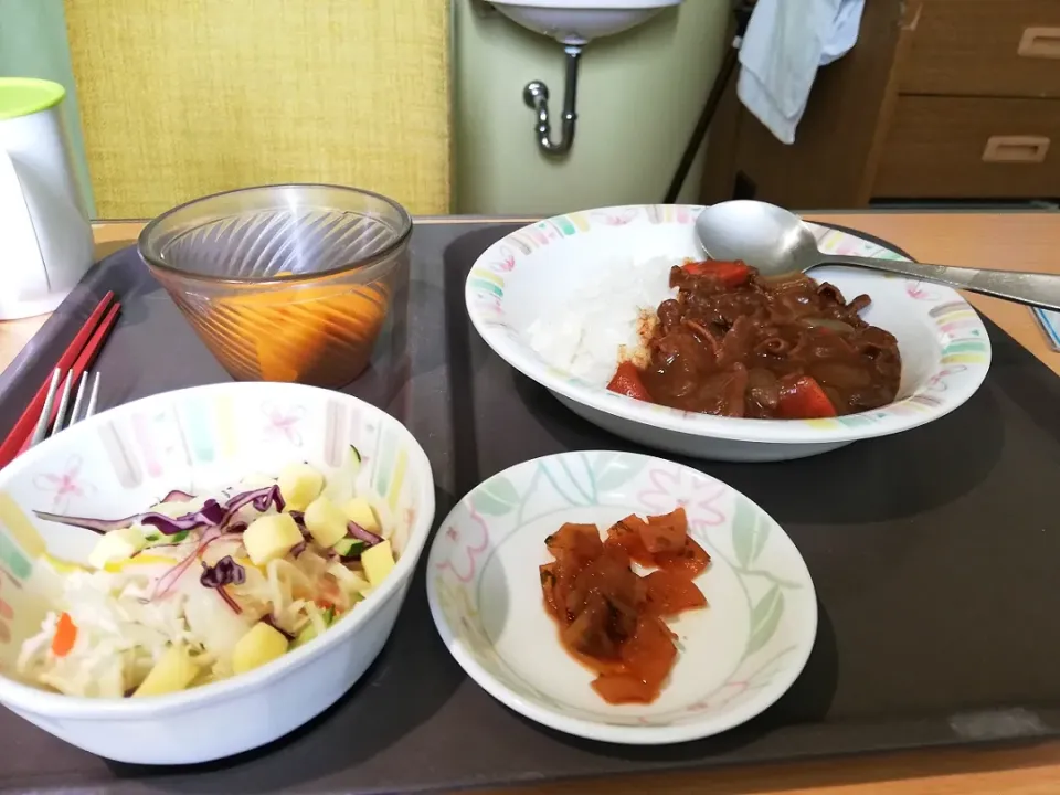 2019/4/25
病院食昼食
出た〜カレーライス🍛|たえさん