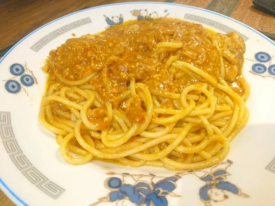 チキンカレーパスタ|まぐろさん