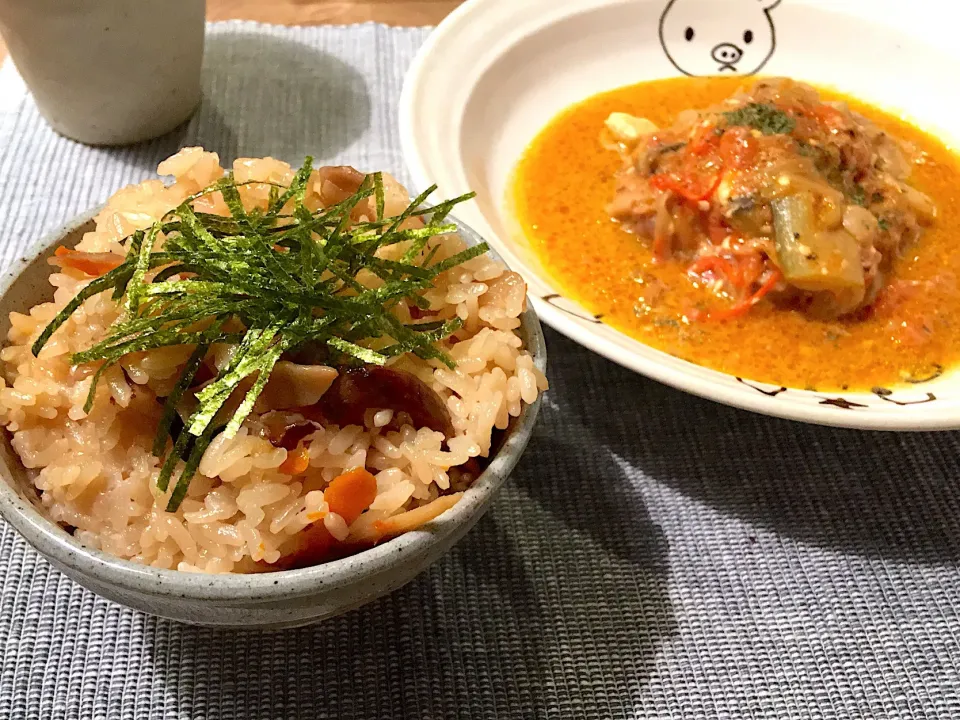 五目釜めしと鶏肉のトマトクリーム煮🍅|はるさん