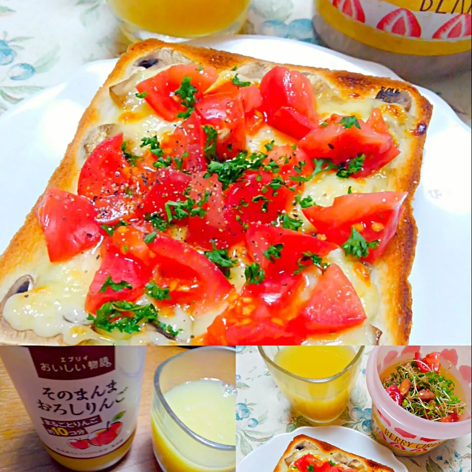 Snapdishの料理写真:マッシュルームトマトマヨチーズトースト🍄🍅🍞|うたかた。さん