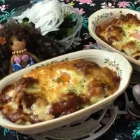 トマトカレー缶と鯖缶のコラボ💓焼きカレードリア🥰めっちゃうま〰