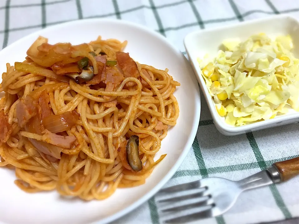 ナポリタン🍝＆コールスローサラダ|まるちゃんさん