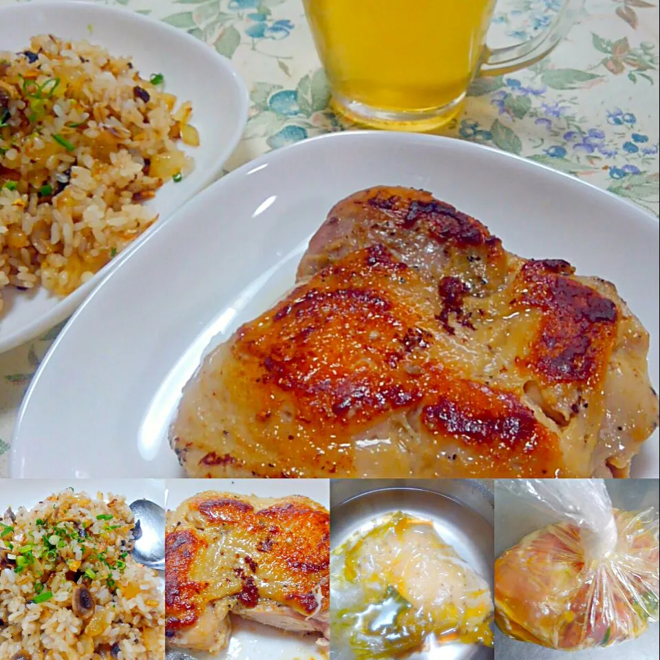 鶏もも肉のコンフィ＆マッシュルームごはん　#コンフィ #confit|うたかた。さん