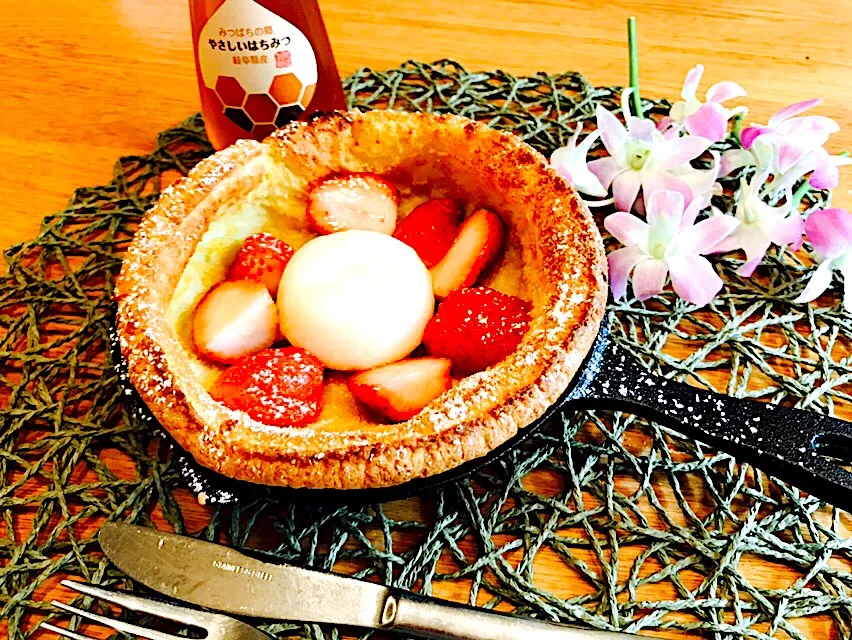 Snapdishの料理写真:タッチベイビー 🍳
いちごと雪見だいふく
いちごにグラニュー糖をかけ5分ほど置くと程よい美味しさ
スキレットでオーブンで焼いて熱々を食べましょう
岐阜県産の蜂蜜が美味しい🍯
#国産蜂蜜
#おいしいはちみつ
#ダッチベイビー
#雪見だいふく
#いちご
#おやつ #手作りおやつ|あお♡あおさん