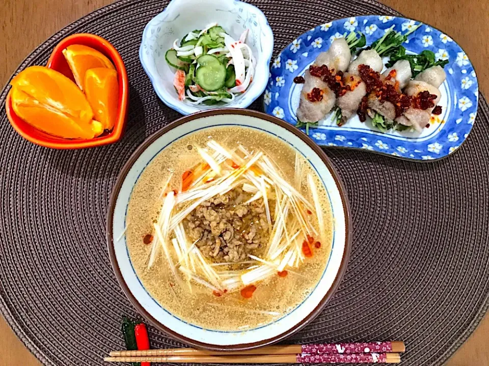 Snapdishの料理写真:坦々うどん定食|ゆうかさんさん