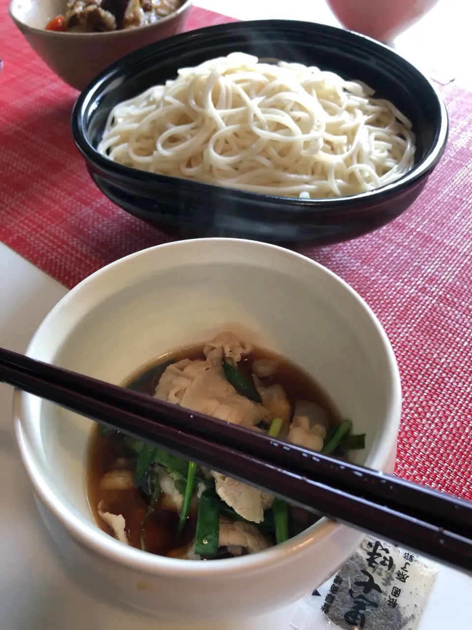 半田麺に温かいネギ豚つゆ。|mattさん