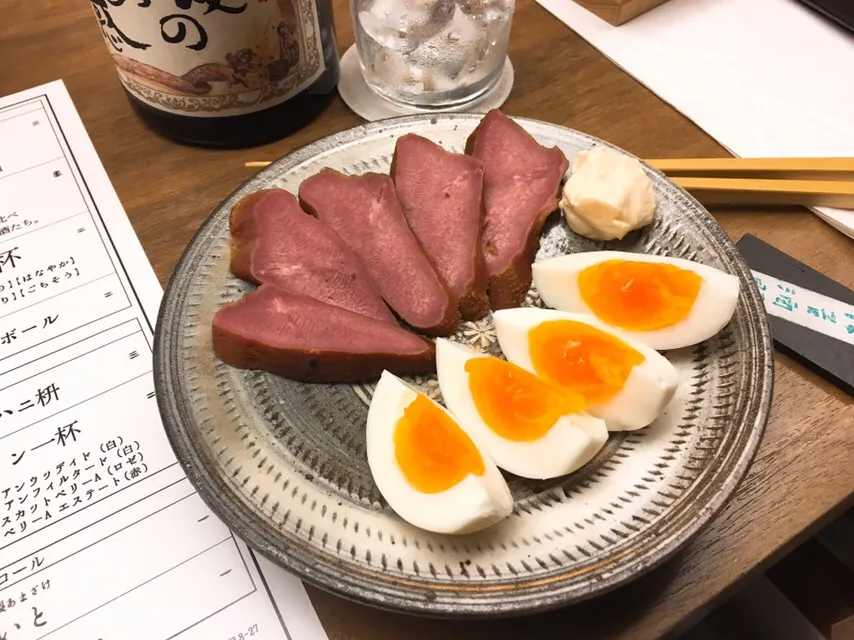 Snapdishの料理写真:豚タンと半熟玉子スモーク|chan mitsuさん