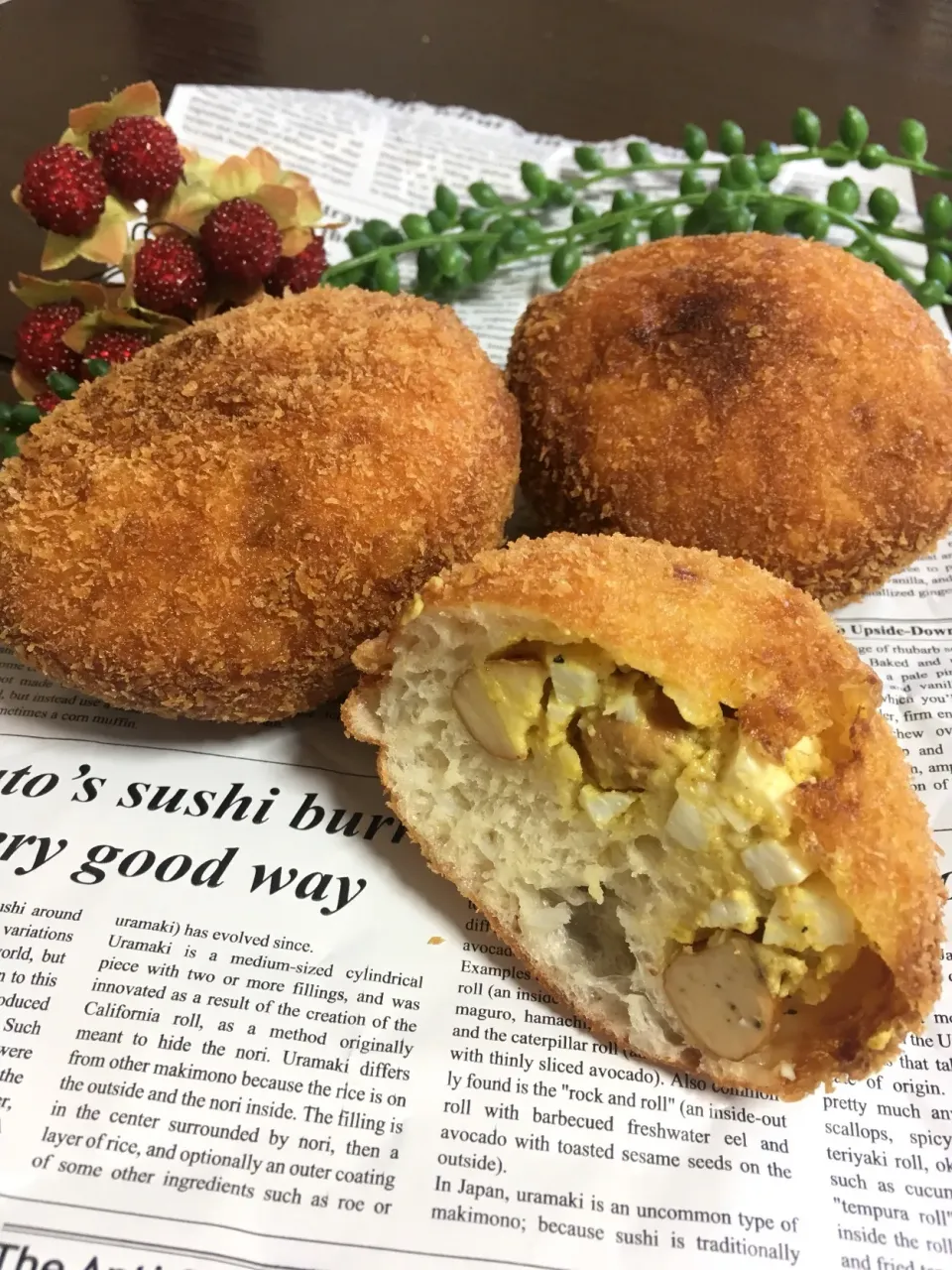 Snapdishの料理写真:揚げパン〜カレー風味な卵フィリング&スモークチーズ入り | TOMOのブログ|TOMOさん