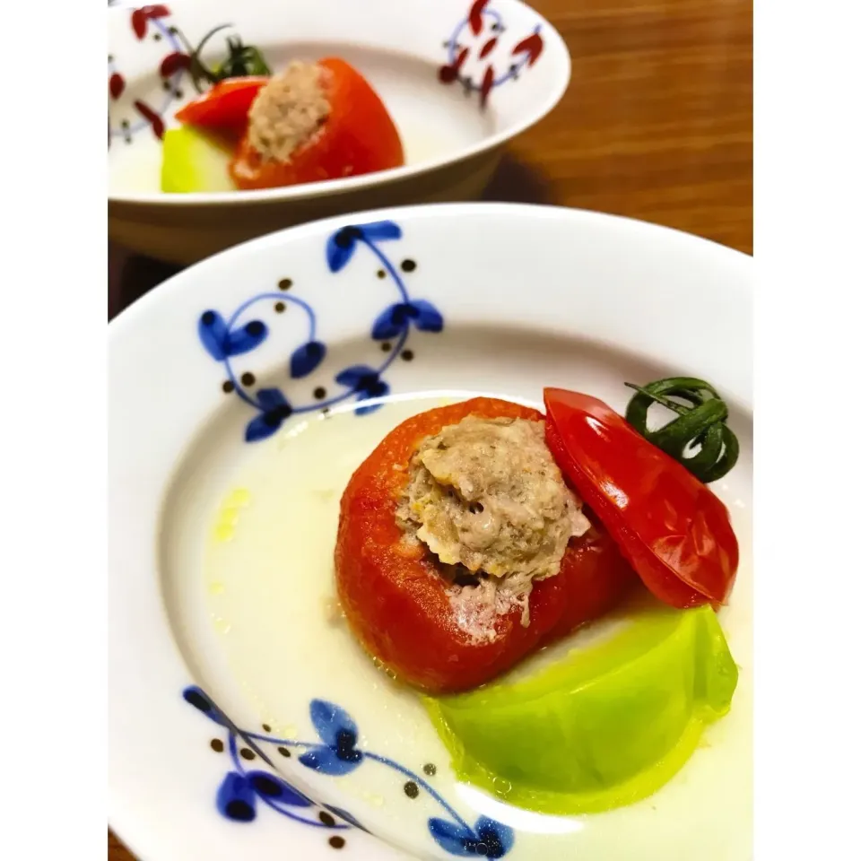 トマトの肉詰め 和風出汁🍅|HALさん