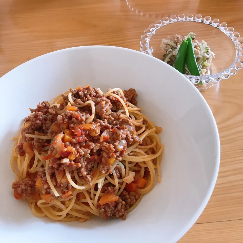 ミートソースパスタヾ(*ㅿ*๑)ﾂお昼ご飯|サチャンさん