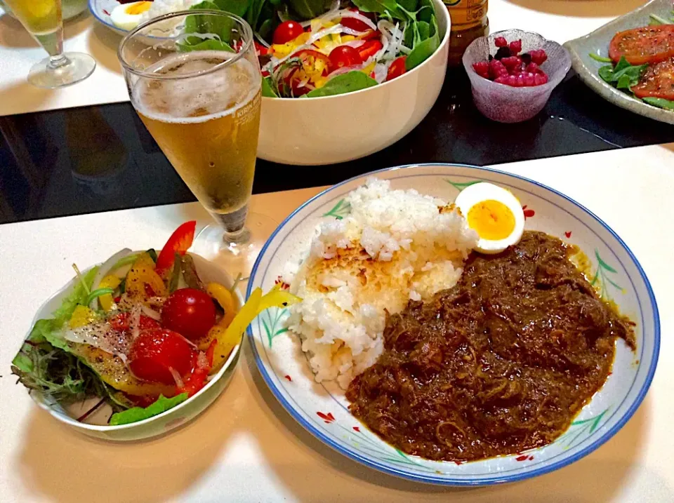 いただきま〜〜〜す！
おこげご飯でカレーだぜい！
福神漬けの代わりに、秋田で買ってきたチョロギで！|Takeshi  Nagakiさん