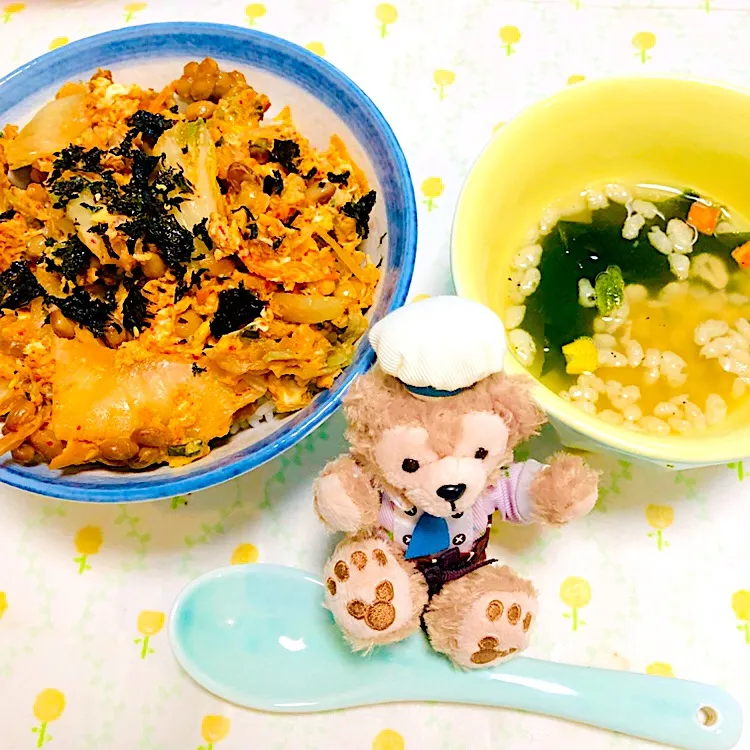 納豆キムチ丼🌼|えまむらさん