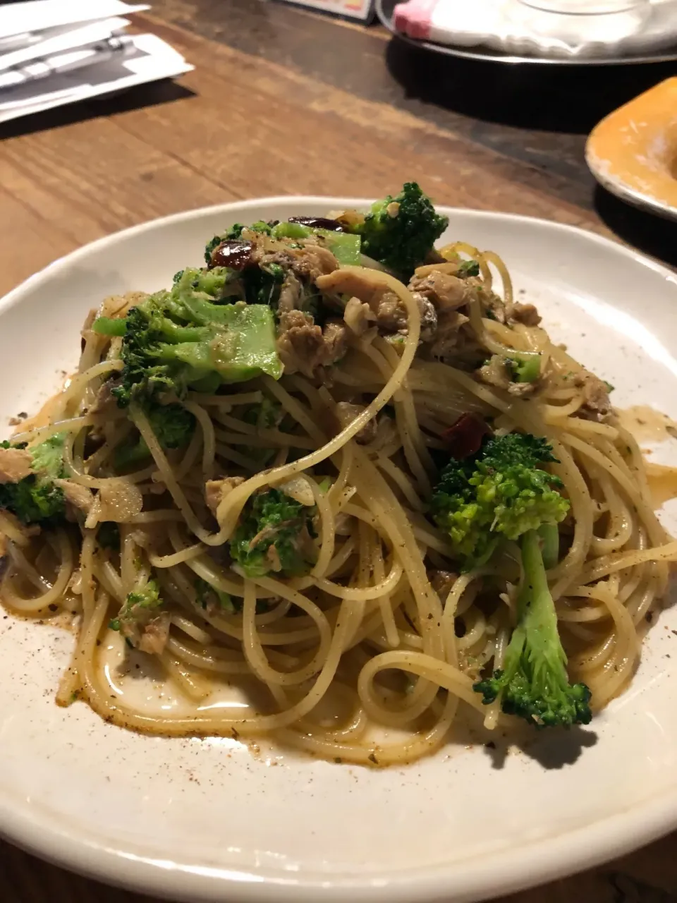 Japanese-style pasta of taro and broccoli|iwm03さん