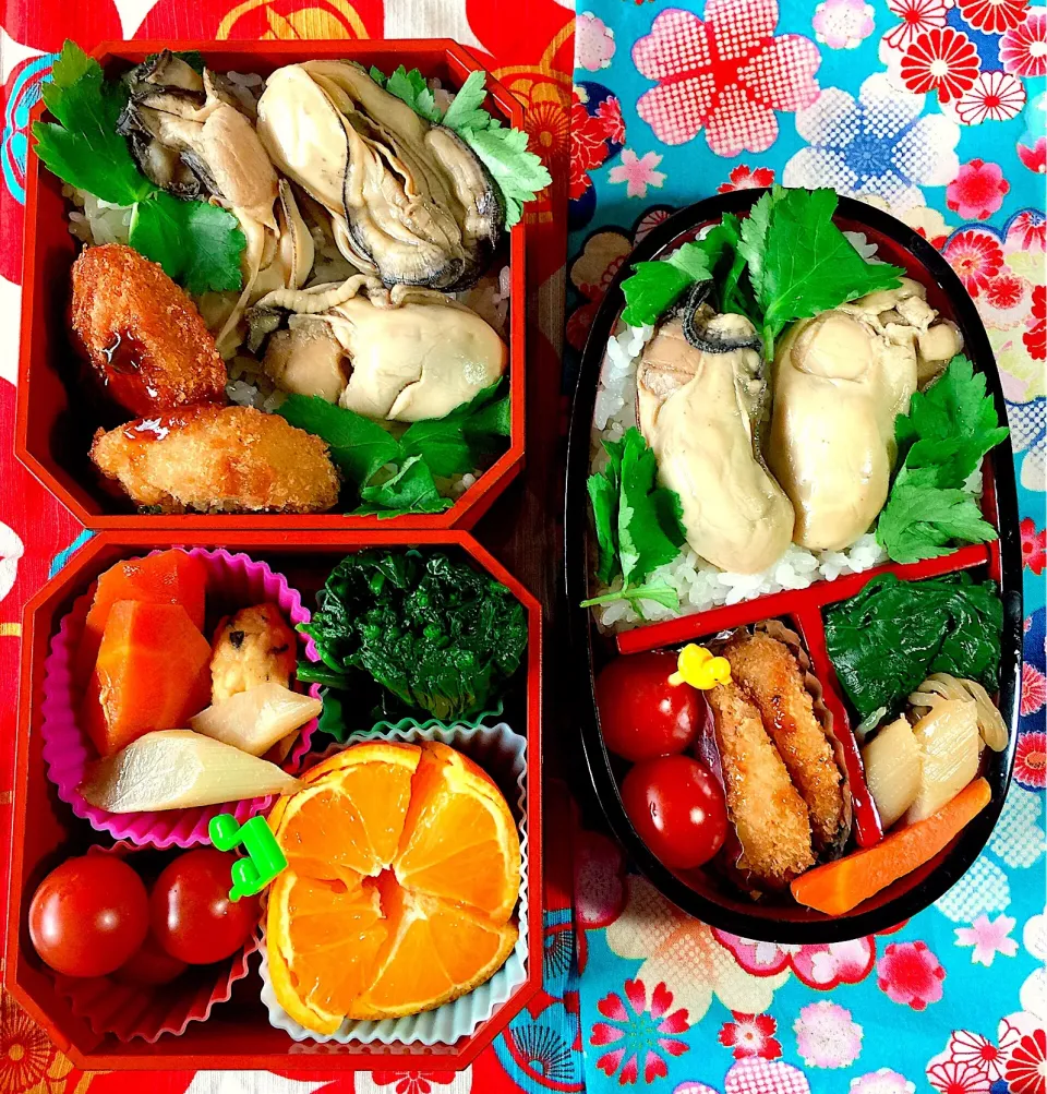 #お弁当  #夫婦弁当 #花見牡蠣 #花見牡蠣弁当 
 #お父さん弁当 #自分弁当  #和食弁当 
 #山菜料理  #郷土料理  #山菜  #独活の煮染め 
 #野菜たっぷり  #シニア世代|Blueberry🫐さん