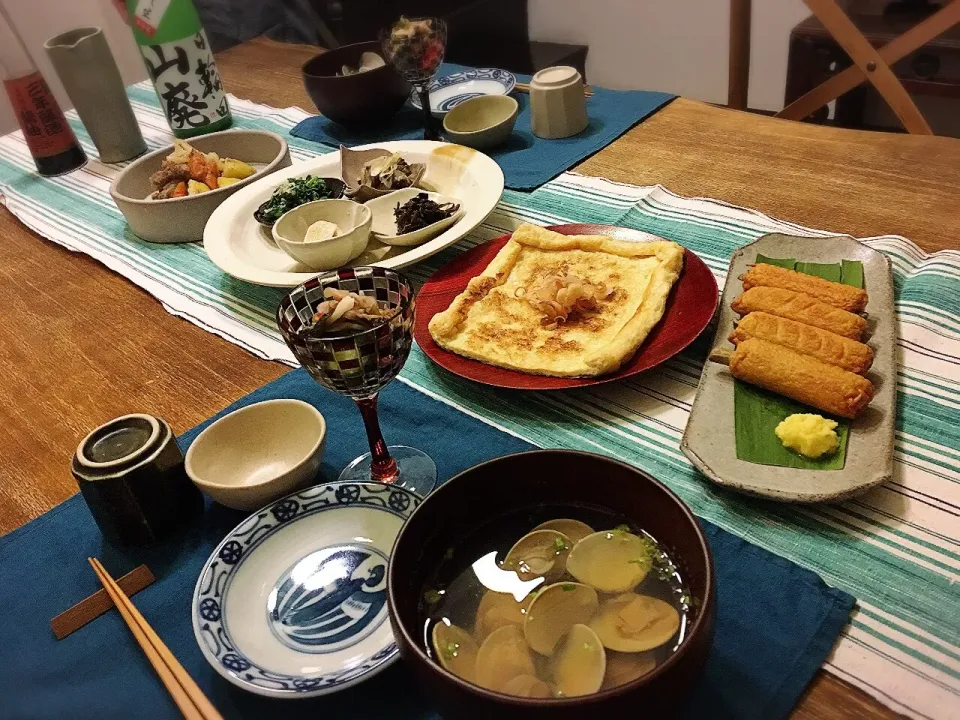 月曜日の晩ごはん #日本土産  #日本酒|ちびワビさん