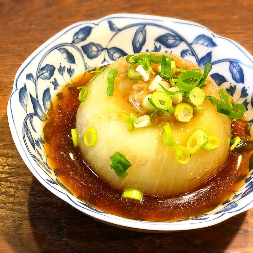 新玉ねぎの肉詰め餡かけ|ありさん