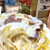 Snapdishの料理写真:カルボナーラ
サラダ|🍮さん