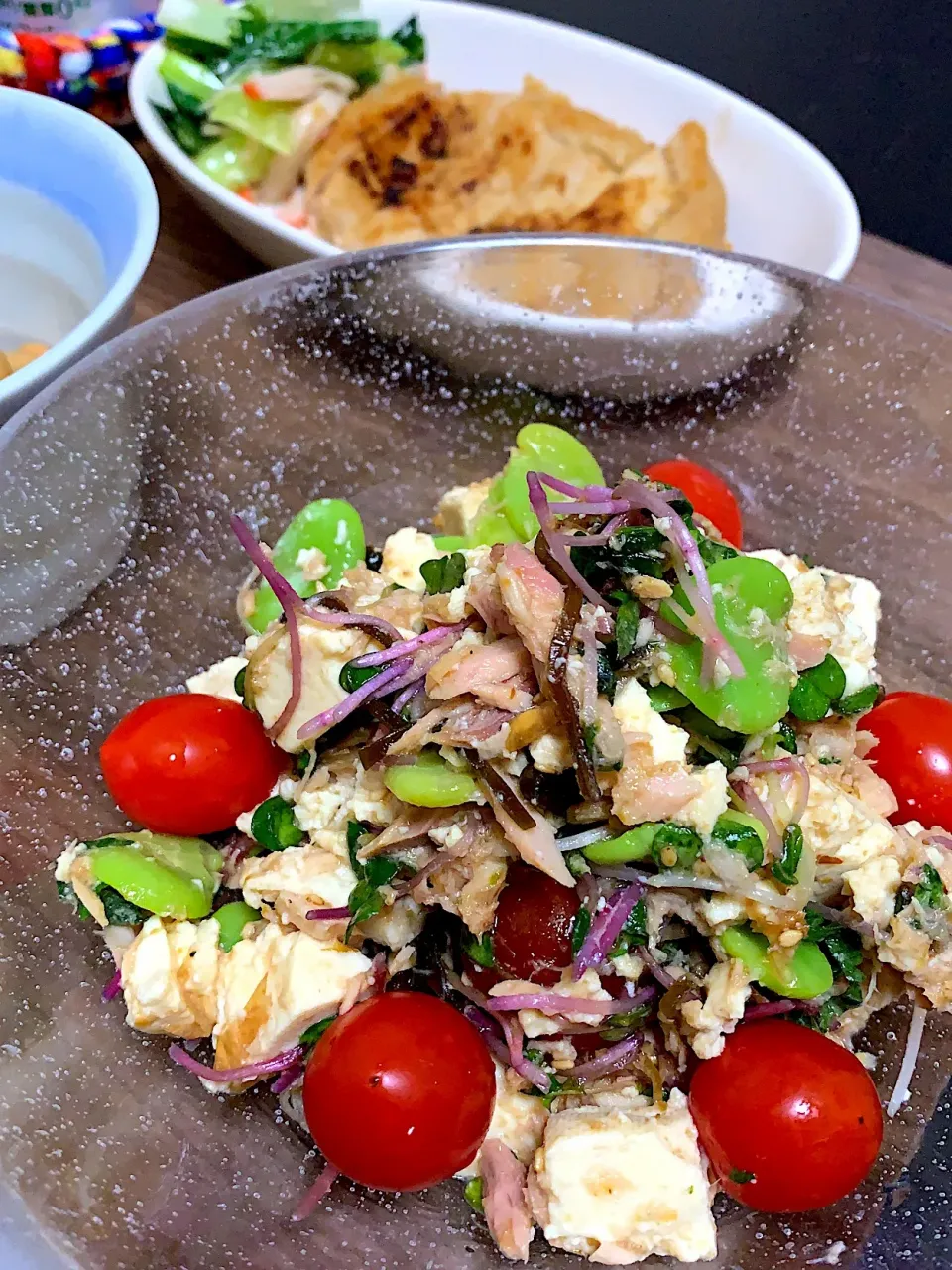 空豆とツナの塩昆布豆腐サラダ🥗|ちかさん