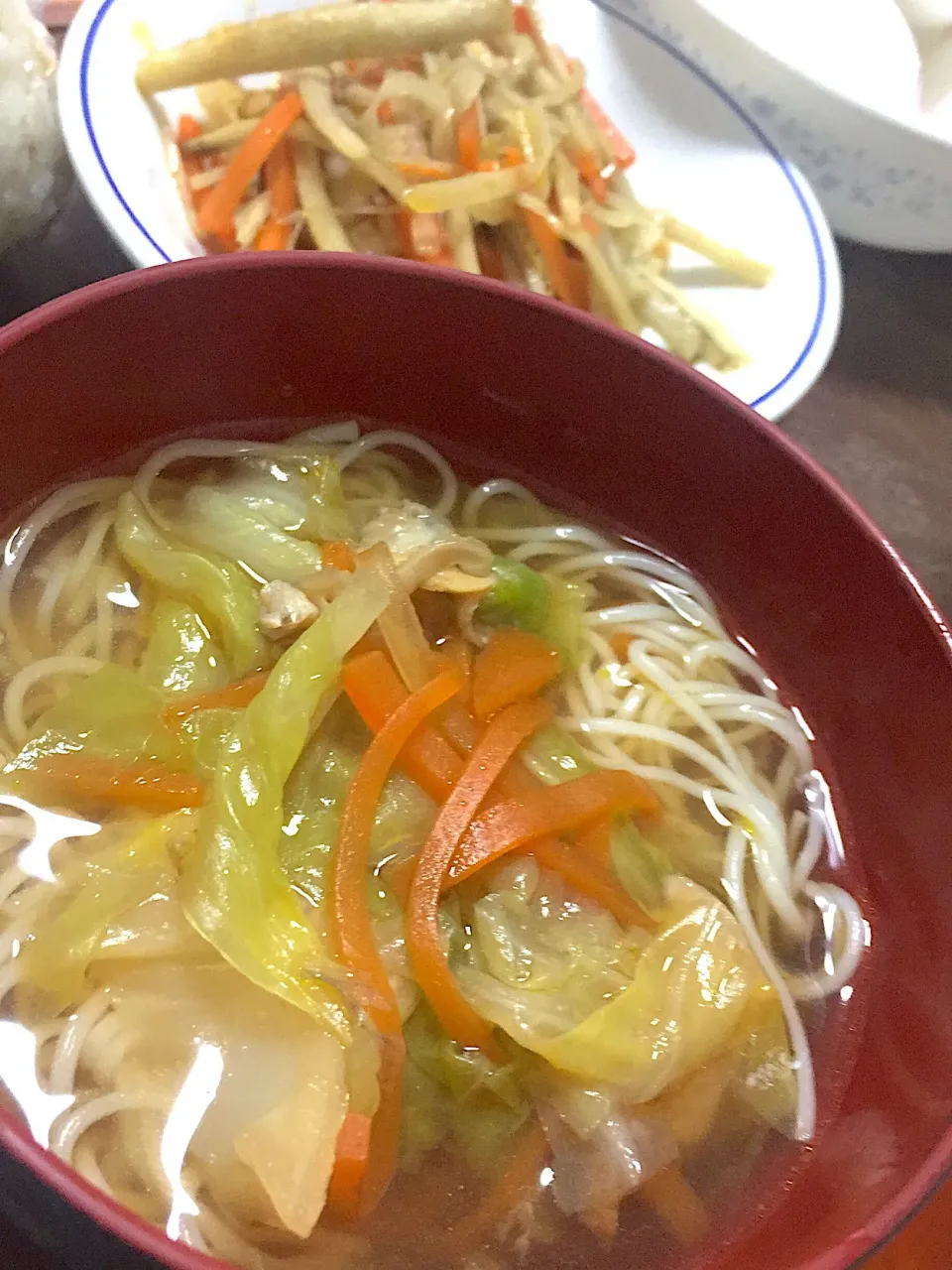 あさりの野菜にゅうめん&ゴボウ2本分きんぴら！#あさり#ゴボウ#にゅうめん#母の味|炭水化物は白飯が好きだ！さん