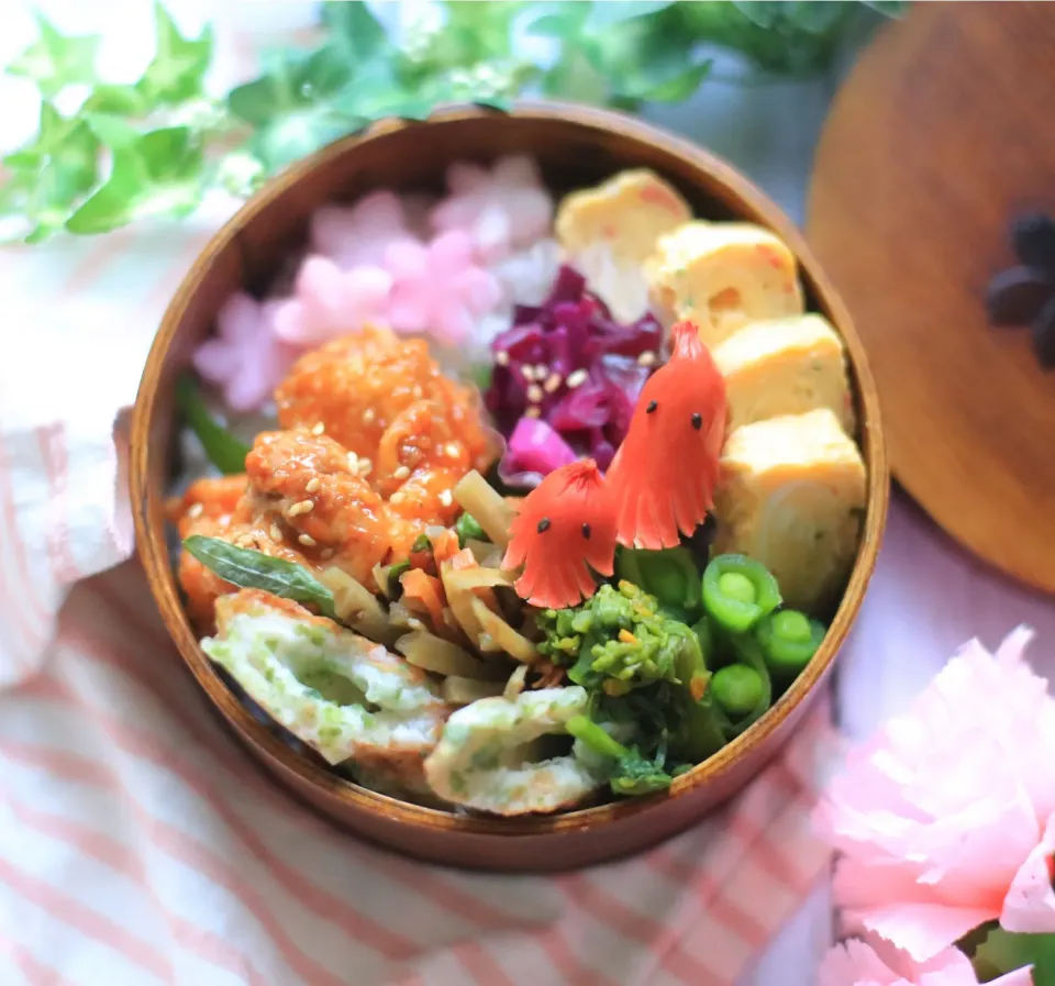 辛うま❤︎ヤンニョムチキン弁当|ゆいか＊さくママさん