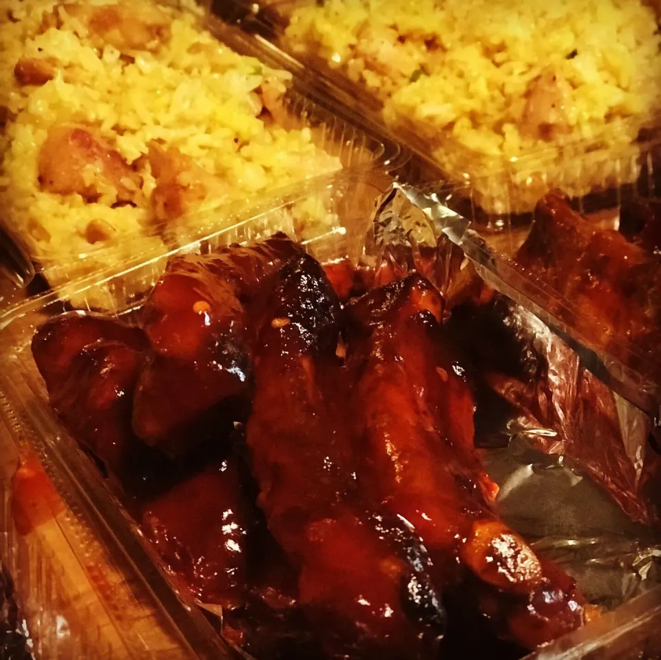 BBQ pork loin in Chinese Five Spice Butter Fried Rice with Teriyaki Chicken #chinesebbq #bbq #teriyakichicken #butterrice #homecooking #chefemanuel|Emanuel Hayashiさん