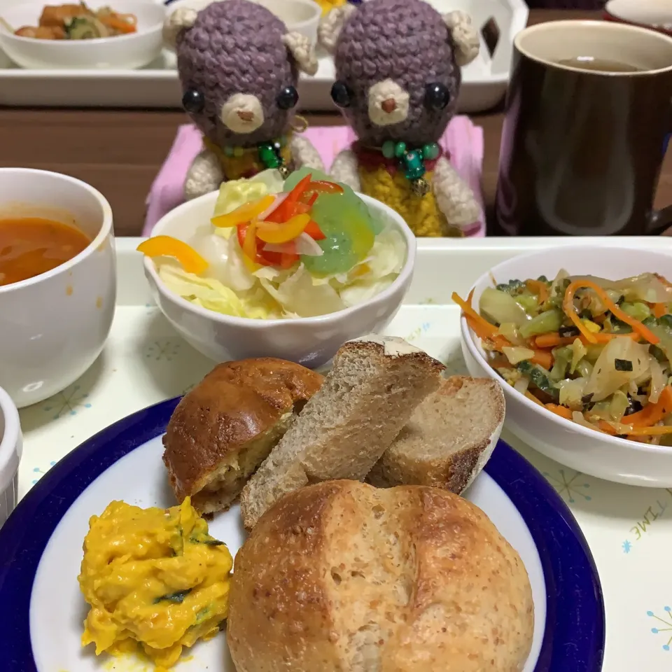 Snapdishの料理写真:毎度のごっちゃり朝ごぱん（╹◡╹）|chagashiさん