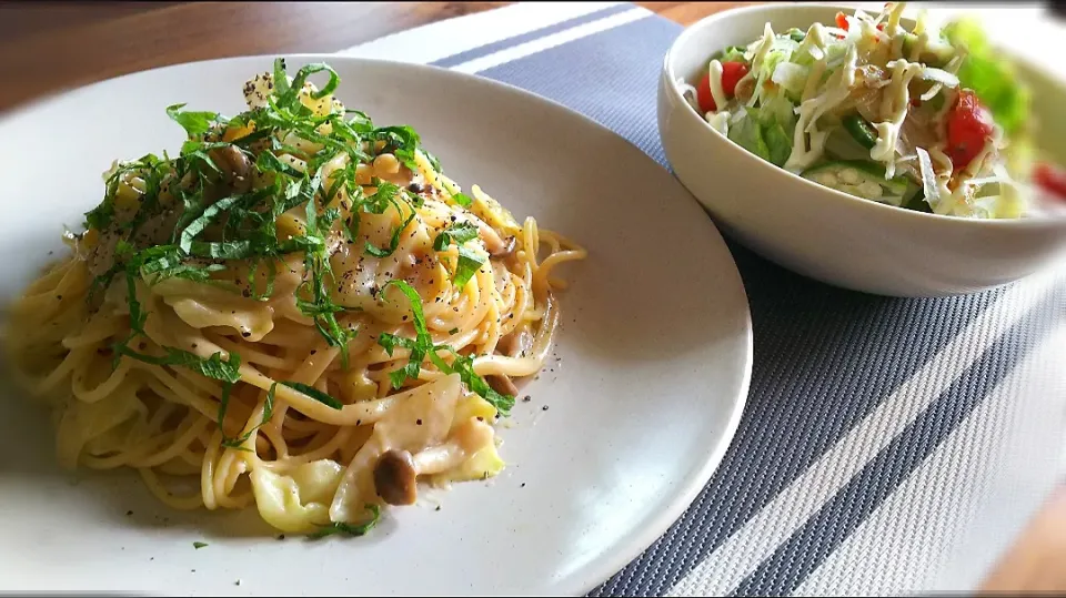 醤油ｸﾘｰﾑﾊﾟｽﾀ～🍝
の昼ごはん✨|kaz(*･ω･)さん