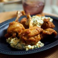 チキン南蛮 木の芽と花山椒入りタルタル ＋伊根満開（古代米の日本酒）