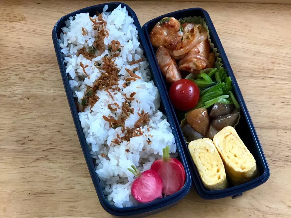 鶏のケチャップ炒め 弁当。二十日大根の糠漬け|弁当 備忘録さん