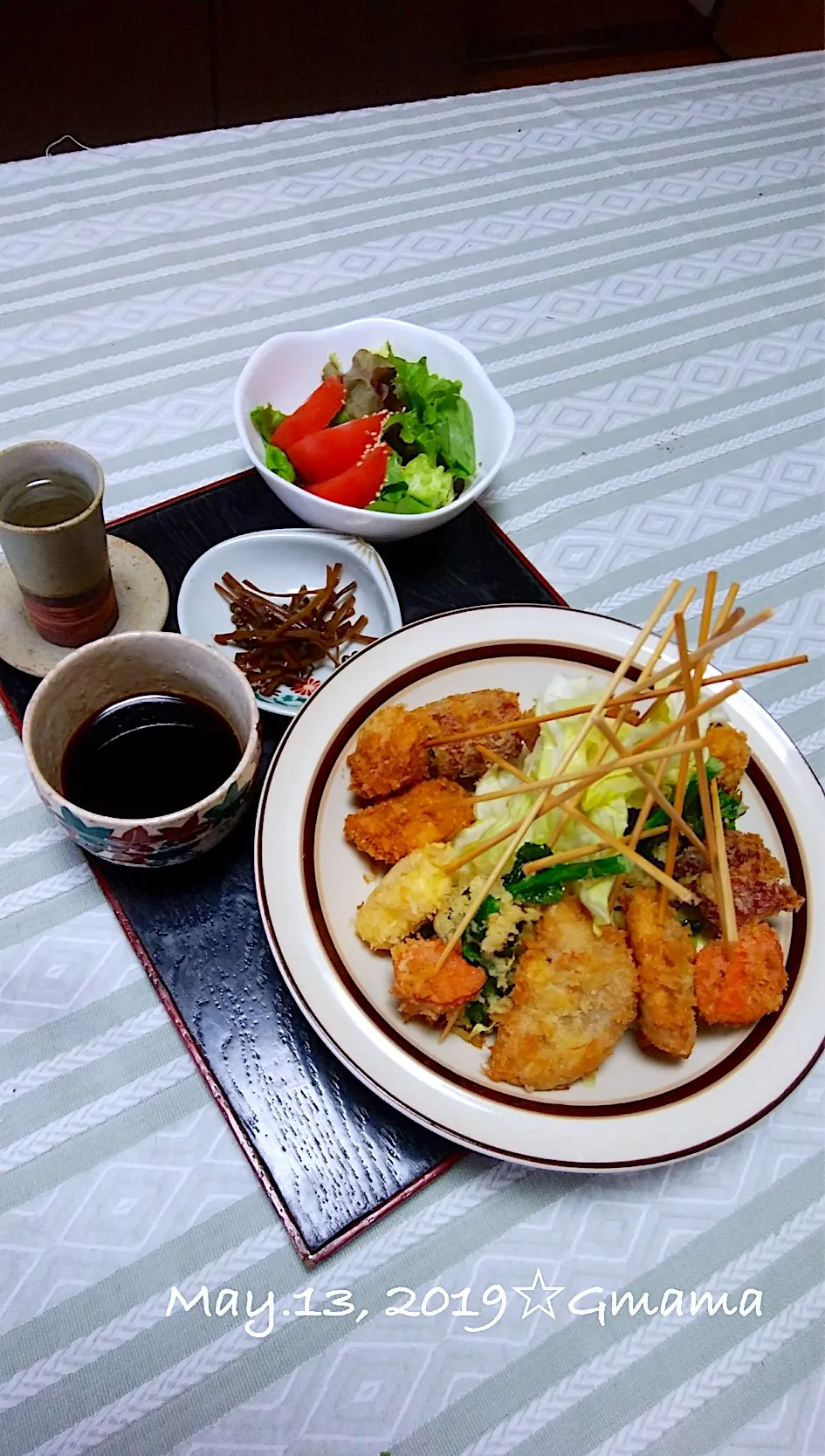 Gママの晩ごはん☆串カツ☆竹輪に木の芽を詰めて 串カツに！今日の串カツの中で1番美味しかった💓|kaoriさん