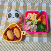 Snapdishの料理写真:2019年5月14日次女☆パンダおにぎり弁当|ししゃもさん