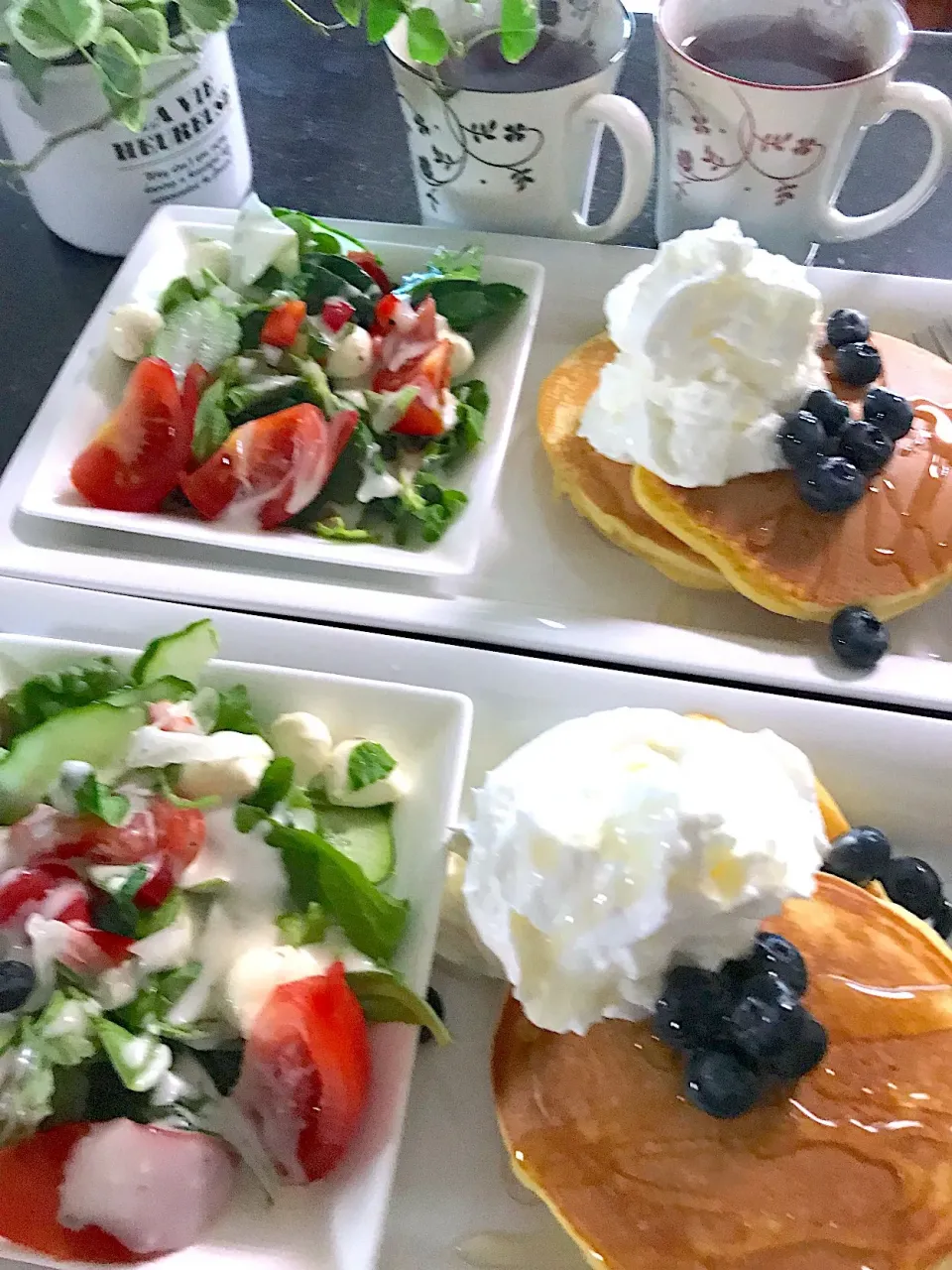 パンケーキとサラダで朝ごはん|シュトママさん