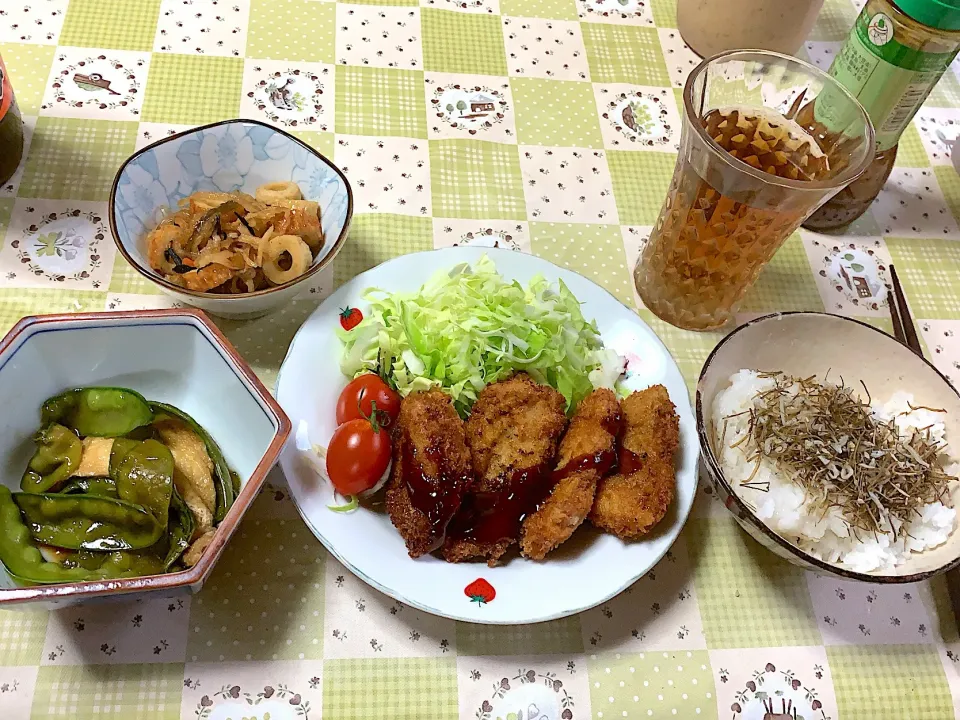 とんかつなど、夜ご飯！|かほさん