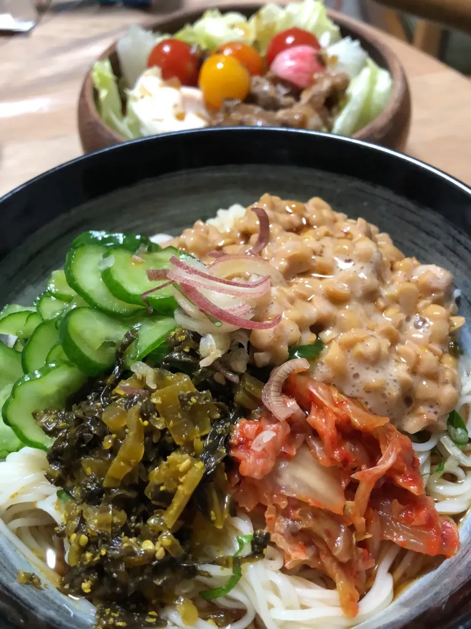 納豆ビビンバそうめん  スタミナサラダ|ミウトおかんさん