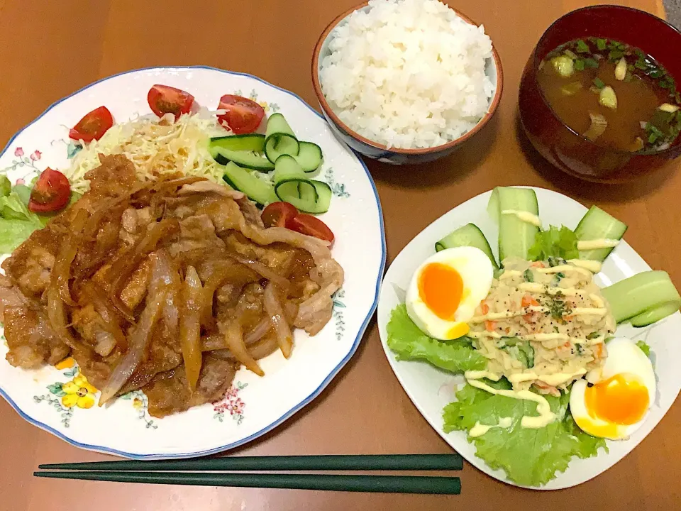 豚のしょうが焼き
クリーミーポテトサラダと半熟卵|イカちゃんさん