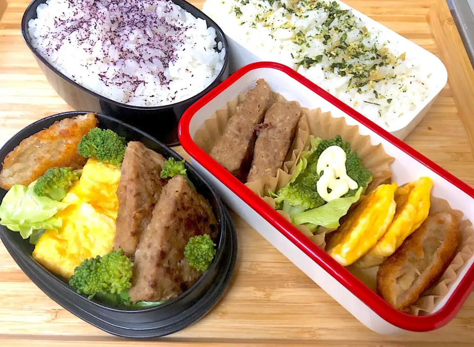 Snapdishの料理写真:高２女子と社会人男子お弁当☆
 #お弁当 
 #ナッツアレルギー 
 #牛乳アレルギー|とんちゃさん