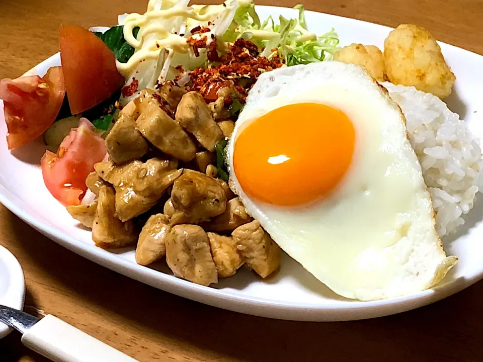 鶏ムネ肉でタイのガパオ風ご飯🍳 #ガパオライス風  #ワンプレートごはん|kiroさん