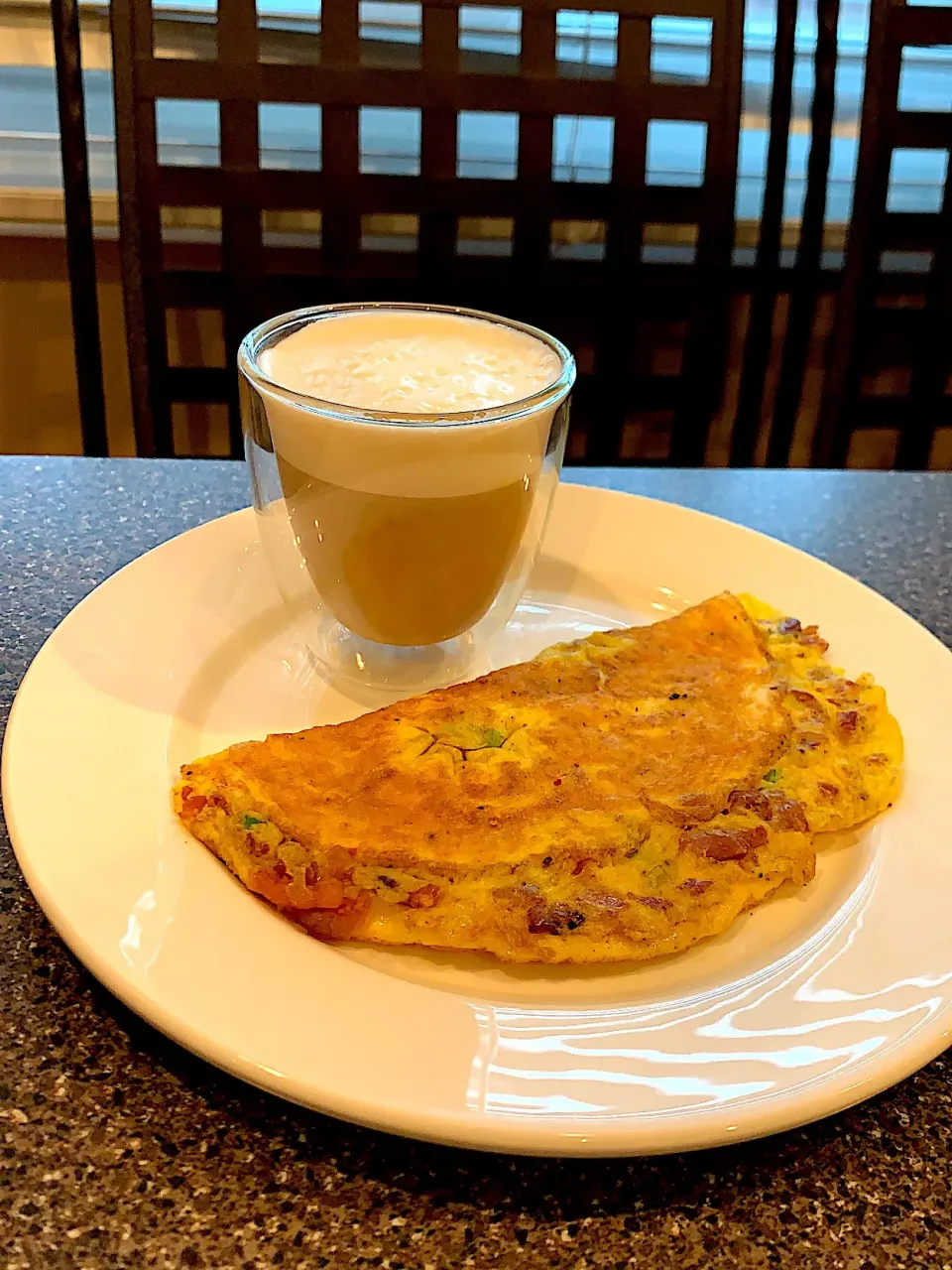 Bacon omelette and cappuccino with stevia|FitMomDoc19さん