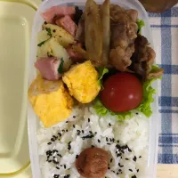 Snapdishの料理写真:お弁当 #卵焼きは甘くない派 #ジャーマンポテト風  我が家の人気メニュー|눈☃ヌンさん