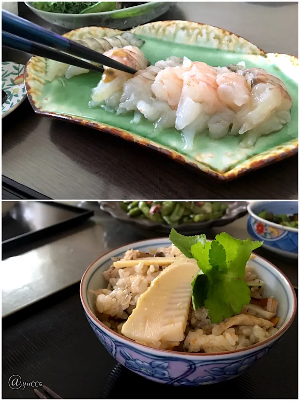 ウチワエビのお刺身🦐
殻の～炊き込みご飯|yucca@さん