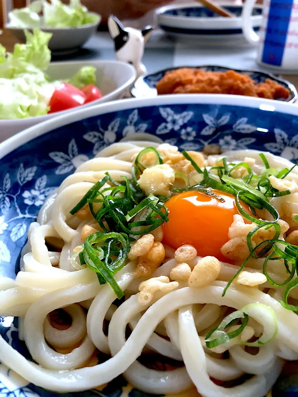 Snapdishの料理写真:息子くんのお土産 讃岐ぶっかけうどんでお昼ごはん|くっきいママさん