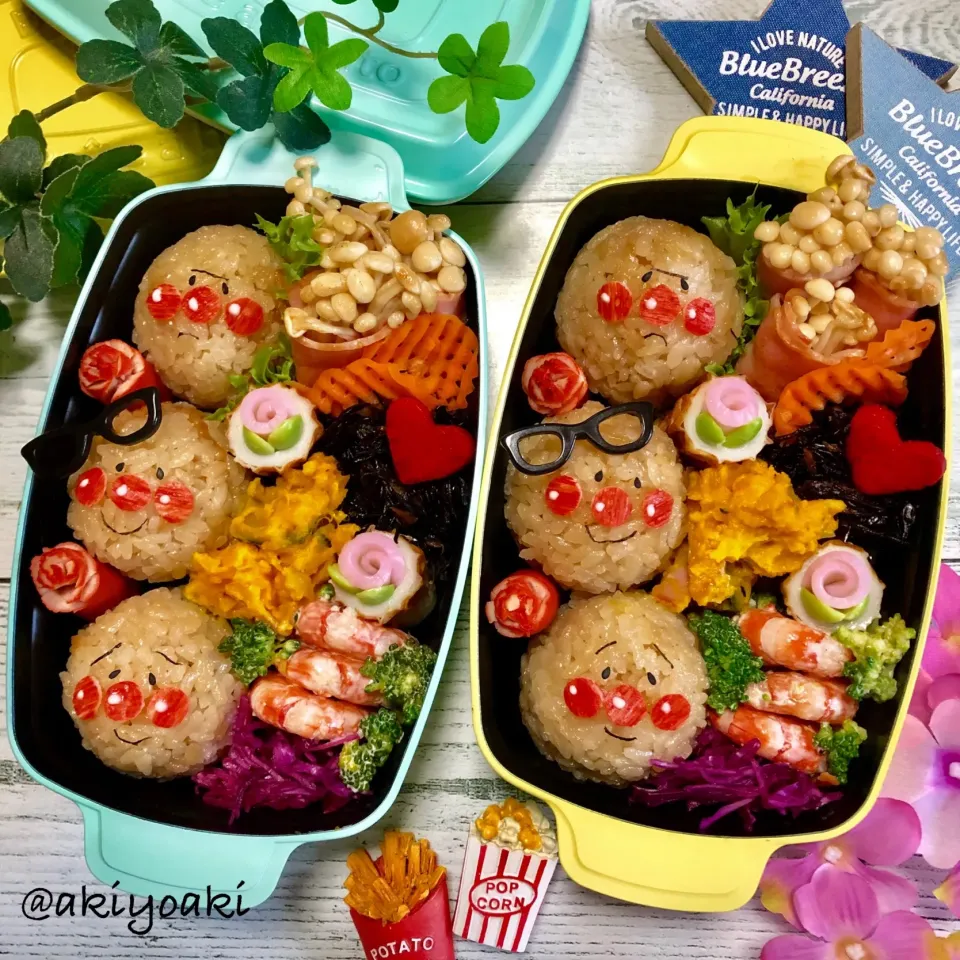 Snapdishの料理写真:アンパンマンおにぎり弁当|Akiyoෆ¨̮⑅さん