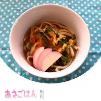 Snapdishの料理写真:かきたまうどん #畑の野菜|ぶうぶうばるこさん