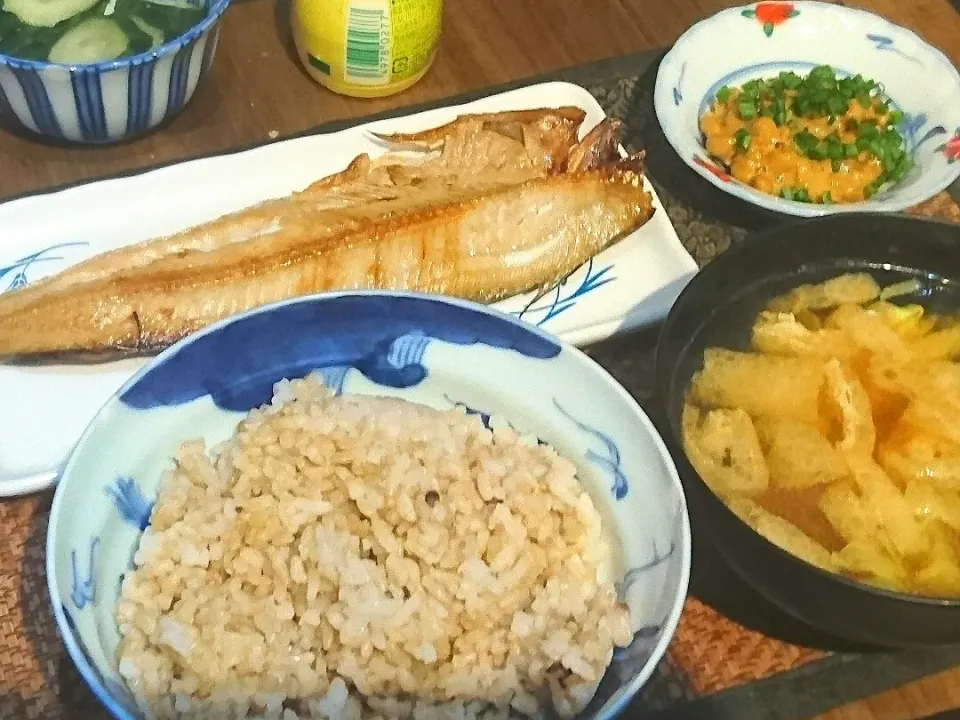 ホッケ&納豆&キャベツの味噌汁|まぐろさん