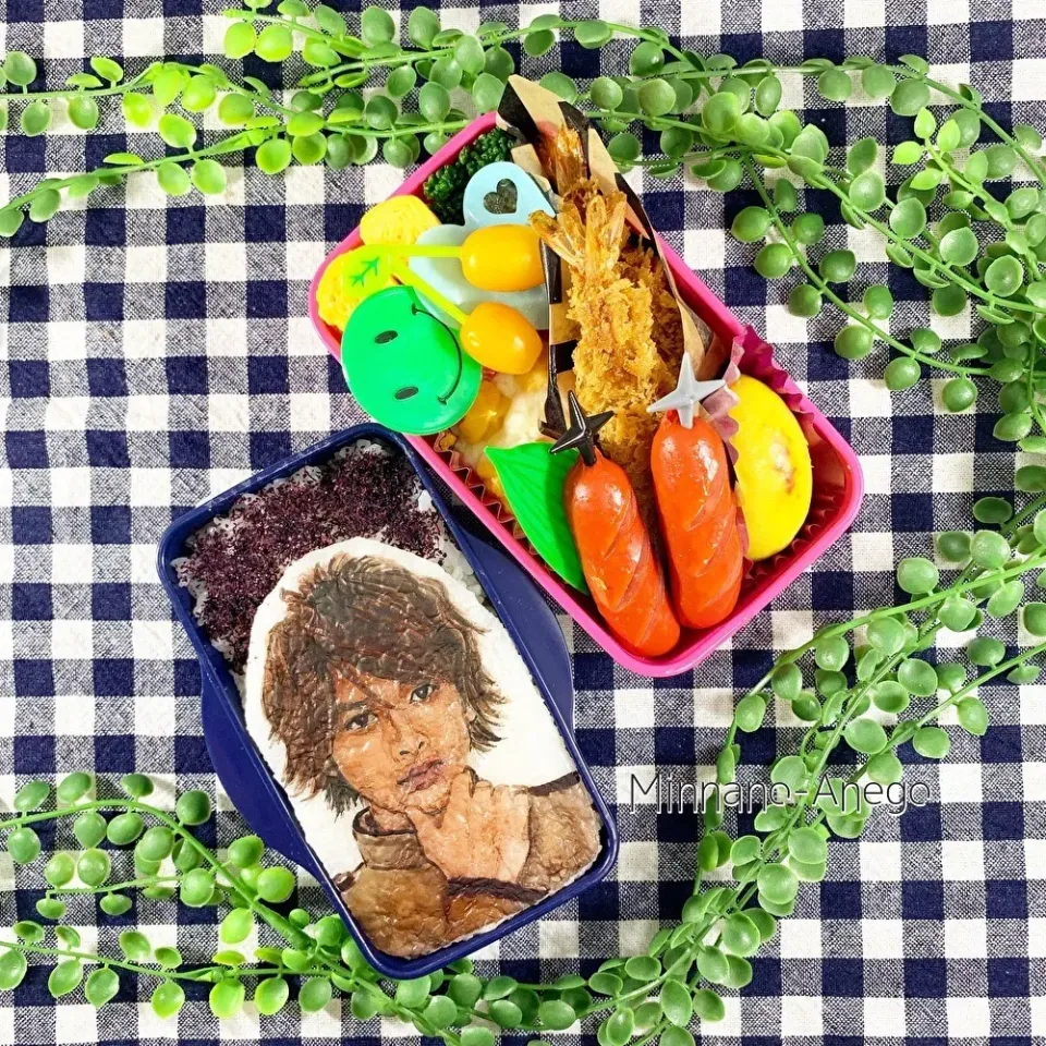 平成仮面ライダー俳優ランキング6位『吉沢亮』弁当
 #オブラートアート 
 #オブアート 
 #似顔絵弁当|みんなのあねごさん