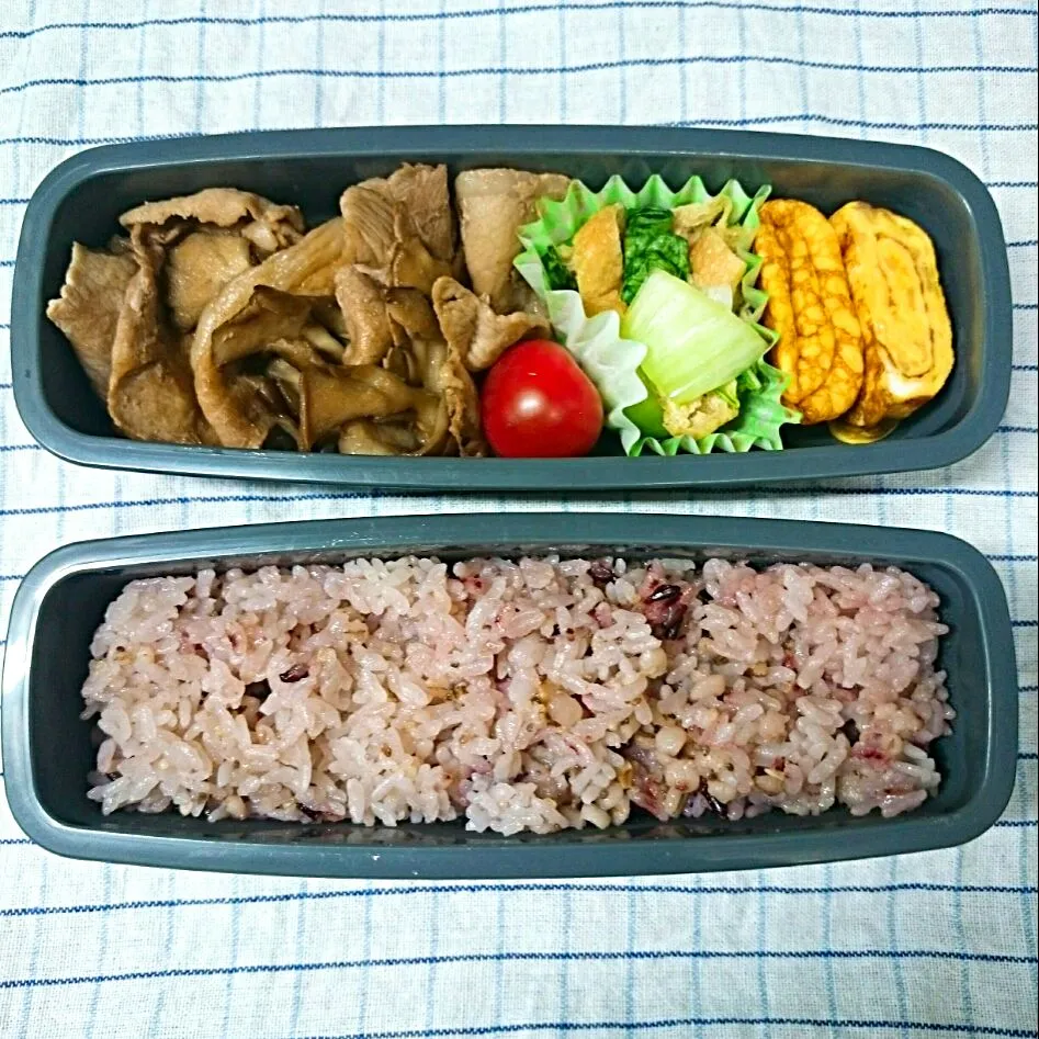 Snapdishの料理写真:豚肉と舞茸のバター醤油炒め弁当|jun(・x・)さん